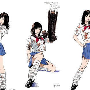 art by Hisashi Eguchi on concept art for the Machine Girl movie